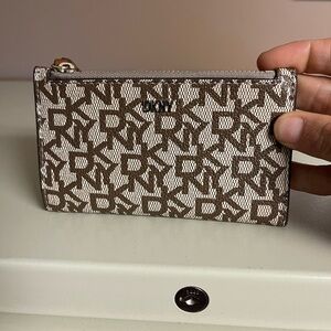 DKNY Brown and Cream Monogram Pouch
